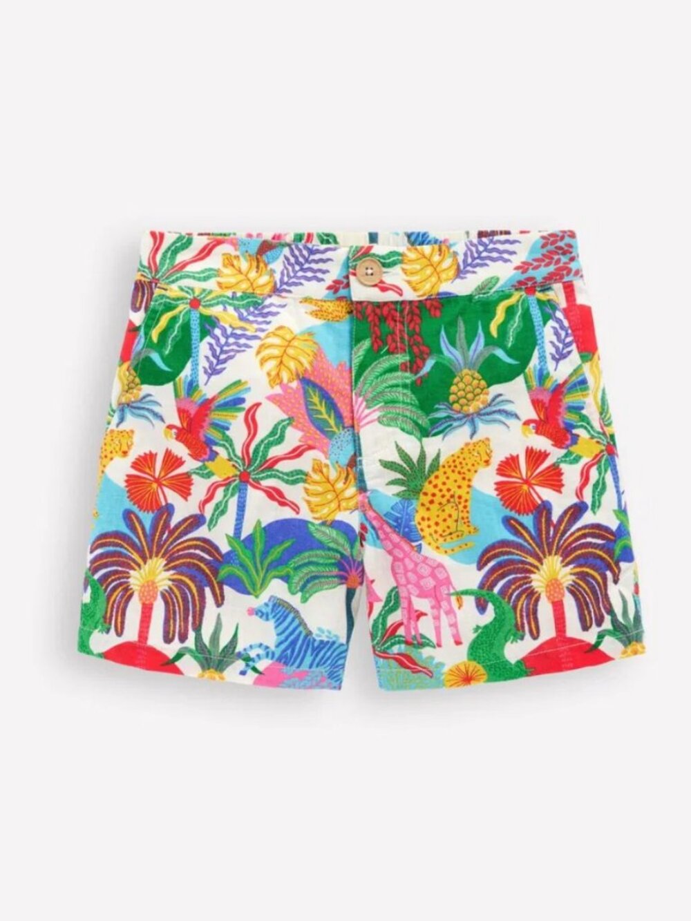 Mini Boden Multi-Color Animal Print Cotton Linen Shorts sz 10-11y